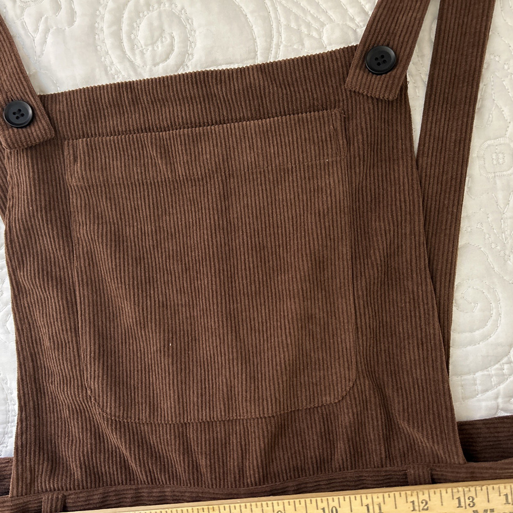 Commense Brown Jumpsuit Overalls Ribbed Corduroy Wide Legs Women's XL - Picture 4 of 11